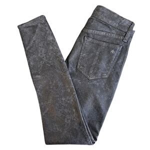 Rag and Bone Women's Black Mid-Rise Snake Print Wax Denim Jeans | 23